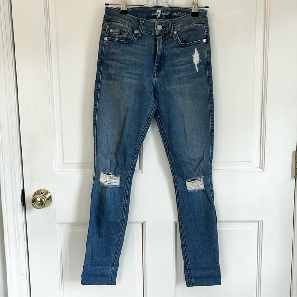 7 For All Mankind Knee Distress Skinny Jean